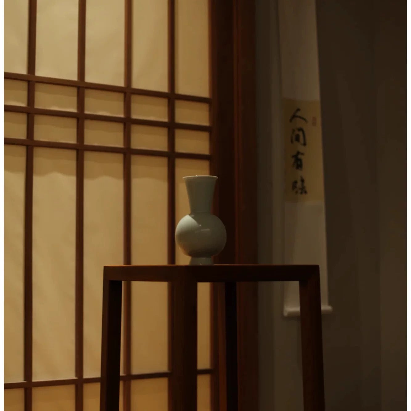 Shadow Blue Twin-Handled Vase- Song Dynasty Style Scholar's Object (Celadon Flower Vase for Tea Room & Study)