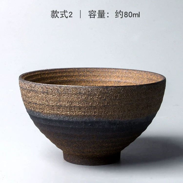 Jingdezhen Handmade Ceramic Tea Cup - Japanese-style Rustic Chawan Master Cup, Wood-fired Gongfu Tea Set (Set of 1)