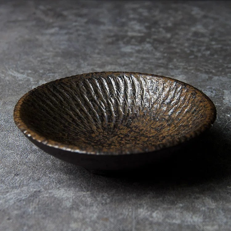 Handmade Coarse Clay Conical Tea Cup - Japanese-Style Chawan Master Cup, Rustic Wood-Fired Ceramic Tea Bowl (Large Size)