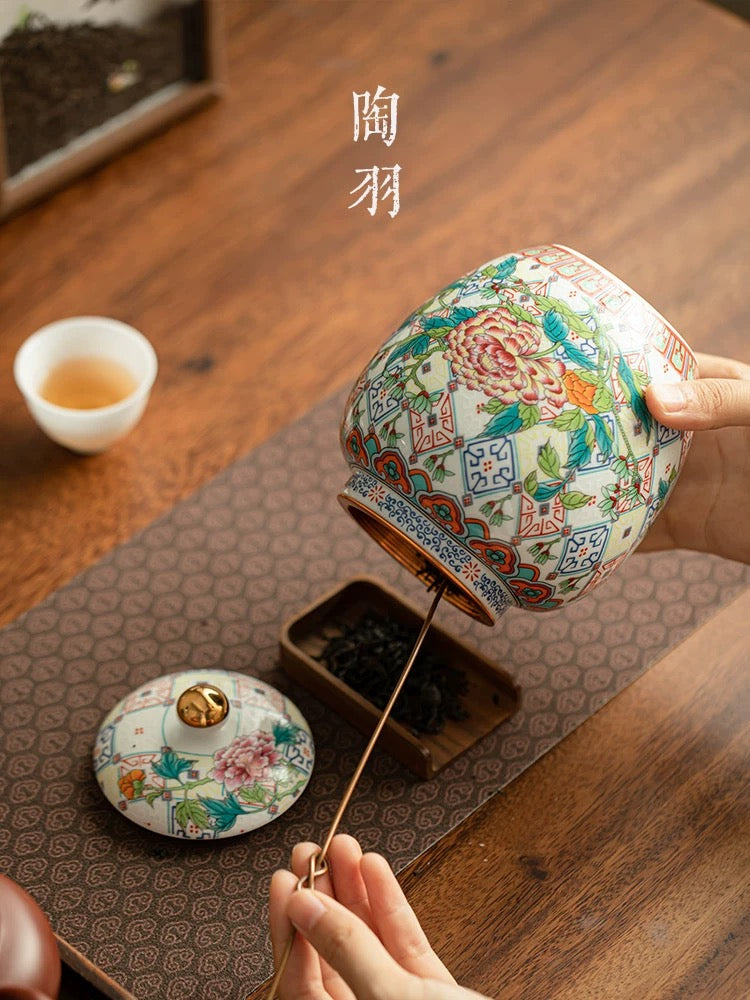 Peony Enamel Ceramic Tea Caddy
- Vintage-Inspired Porcelain Storage Jar (Air-Tight Premium Tea Canister)