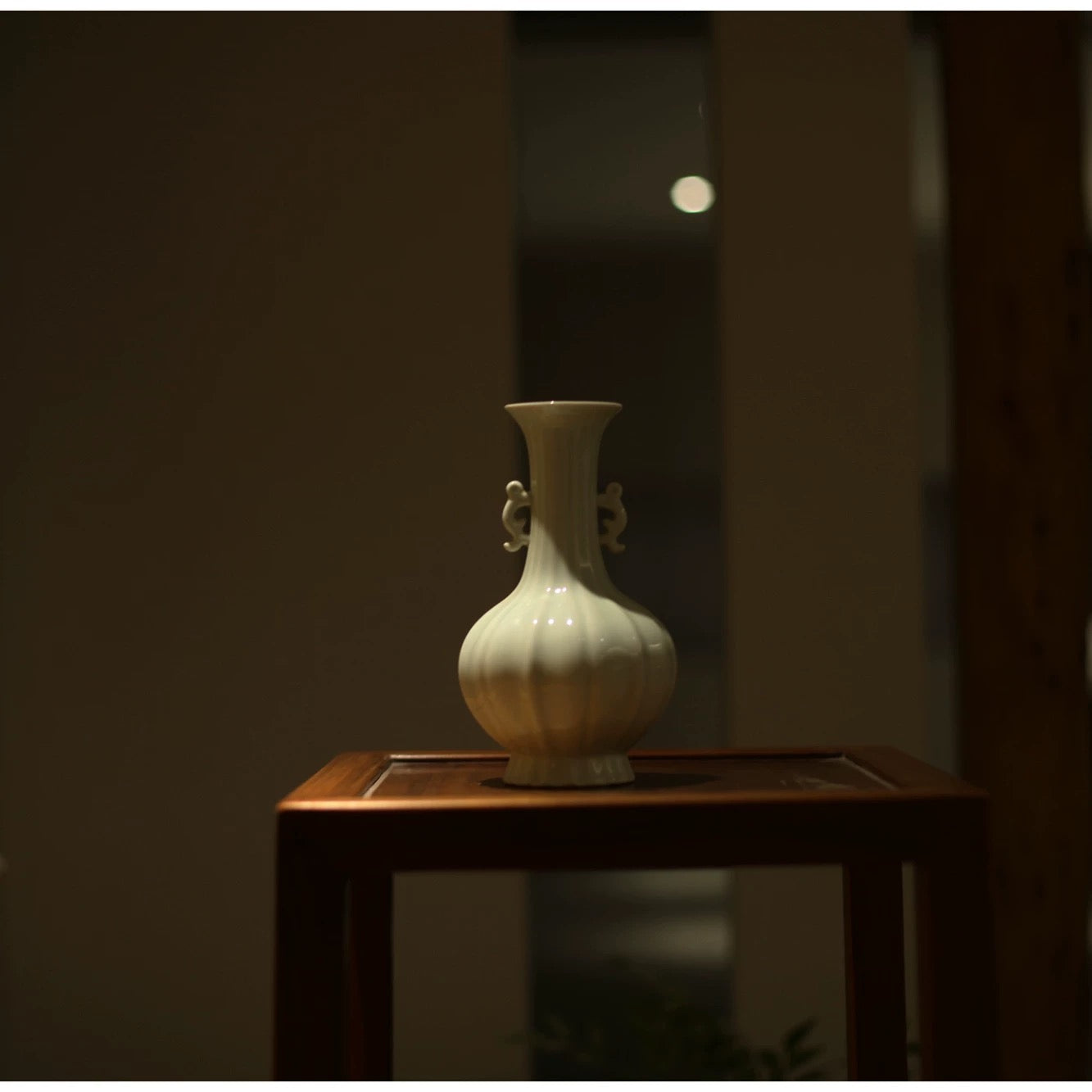 Shadow Blue Twin-Handled Vase"- Song Dynasty Style Scholar's Object (Celadon Flower Vase for Tea Room & Study)