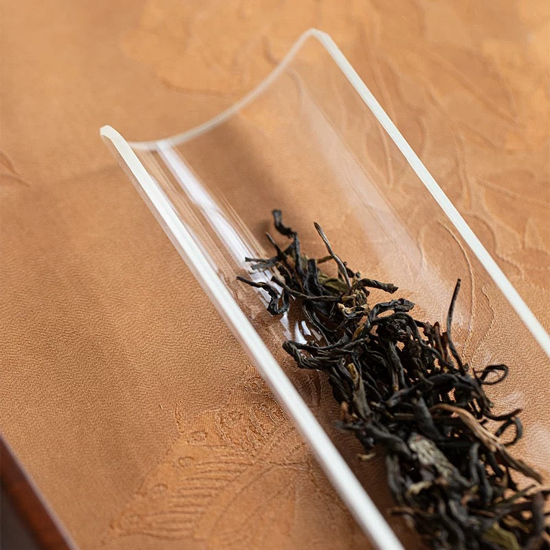 Handcrafted Glass Tea Scoop Duo - Organic Bamboo Tea Pick Set with Vintage Tea Needle & Leaf Spoon (Gongfu Ceremony Tools)