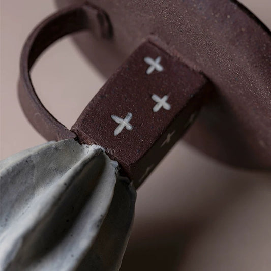 Japanese-Style Rustic Ceramic Candle Holder – Handcrafted Tea Table Decor for Home & Meditation (Artisanal Unglazed Altar Lamp)