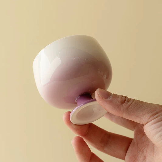 Gradient Purple Jade Porcelain Tea Cup – Artistic Stemmed Master Cup for Gongfu Tea