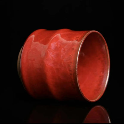 Jianyang Jianzhan Intangible Cultural Heritage Master Miao Shisheng's Persimmon Red Bamboo Knot Cup Collection Gift Feel Good