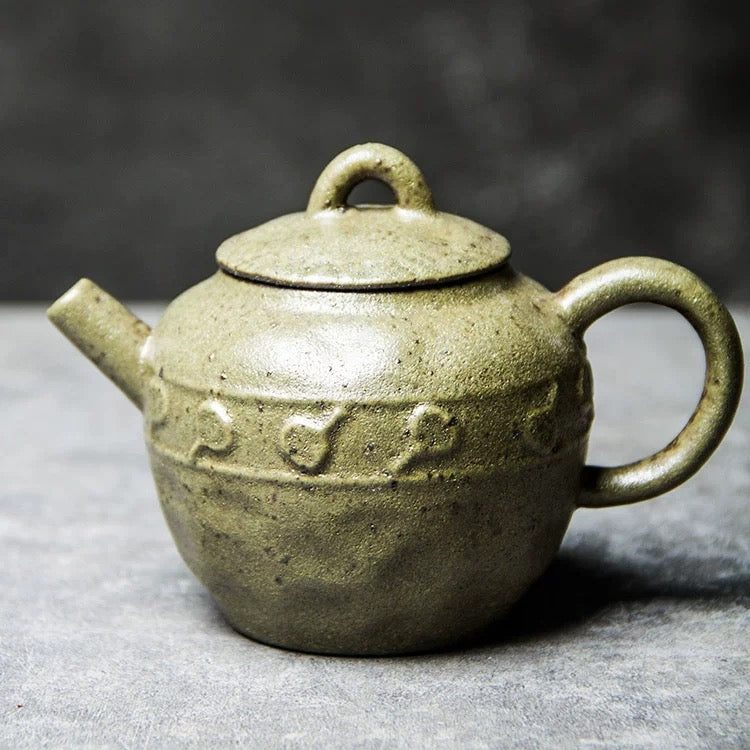 Handmade Retro Ceramic Teapot – Wood-Fired Kungfu Tea Set with Gilded Glaze, Japanese-Style Coarse Clay Small Teapot with Filter, Home Brewing Pot