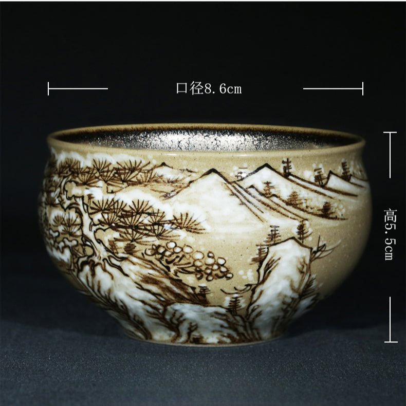 Li Guangxi purely handmade building cup, four times and four scenes, three care Maolu tea cup, building kiln tea cup, single master cup