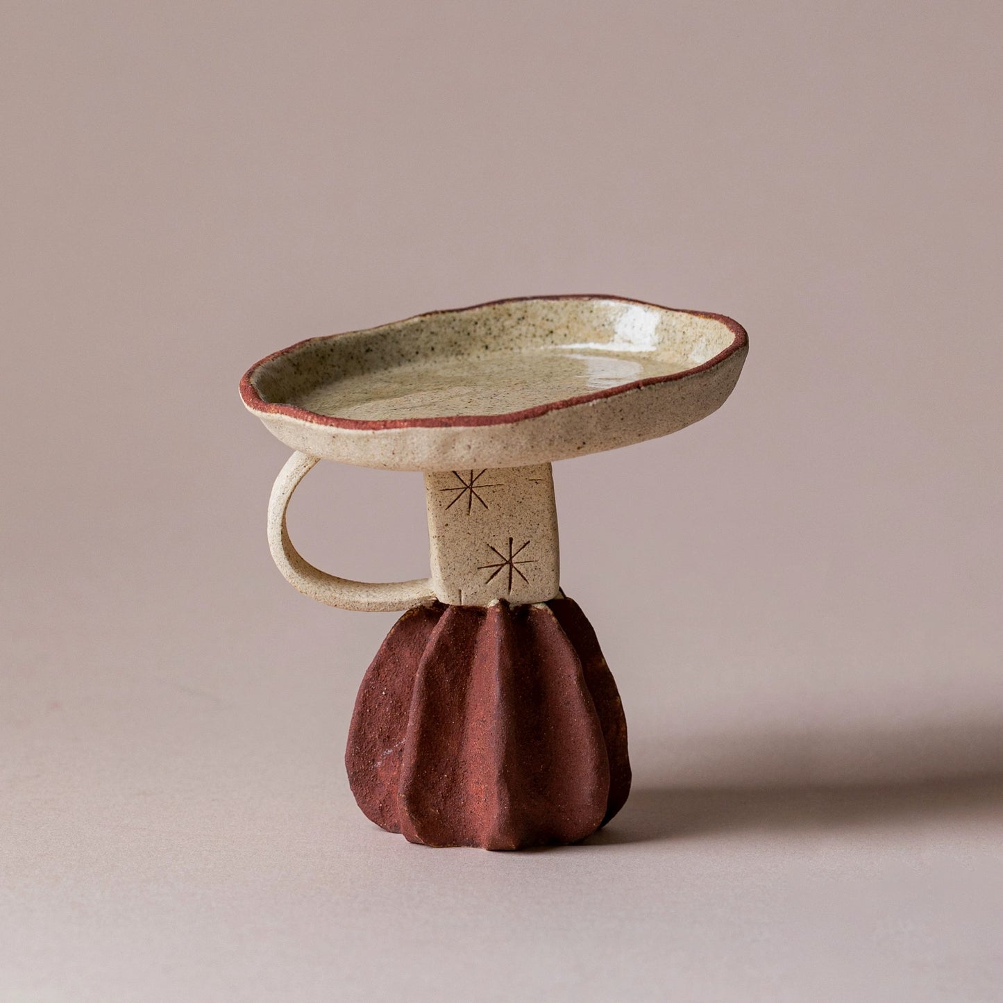 Japanese-Style Rustic Ceramic Candle Holder – Handcrafted Tea Table Decor for Home & Meditation (Artisanal Unglazed Altar Lamp)