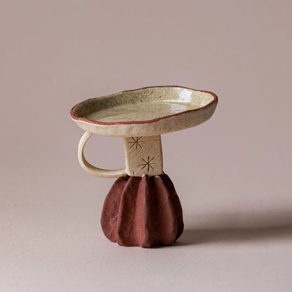 Japanese-Style Rustic Ceramic Candle Holder – Handcrafted Tea Table Decor for Home & Meditation (Artisanal Unglazed Altar Lamp)