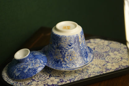 White porcelain hand-painted lid bowl