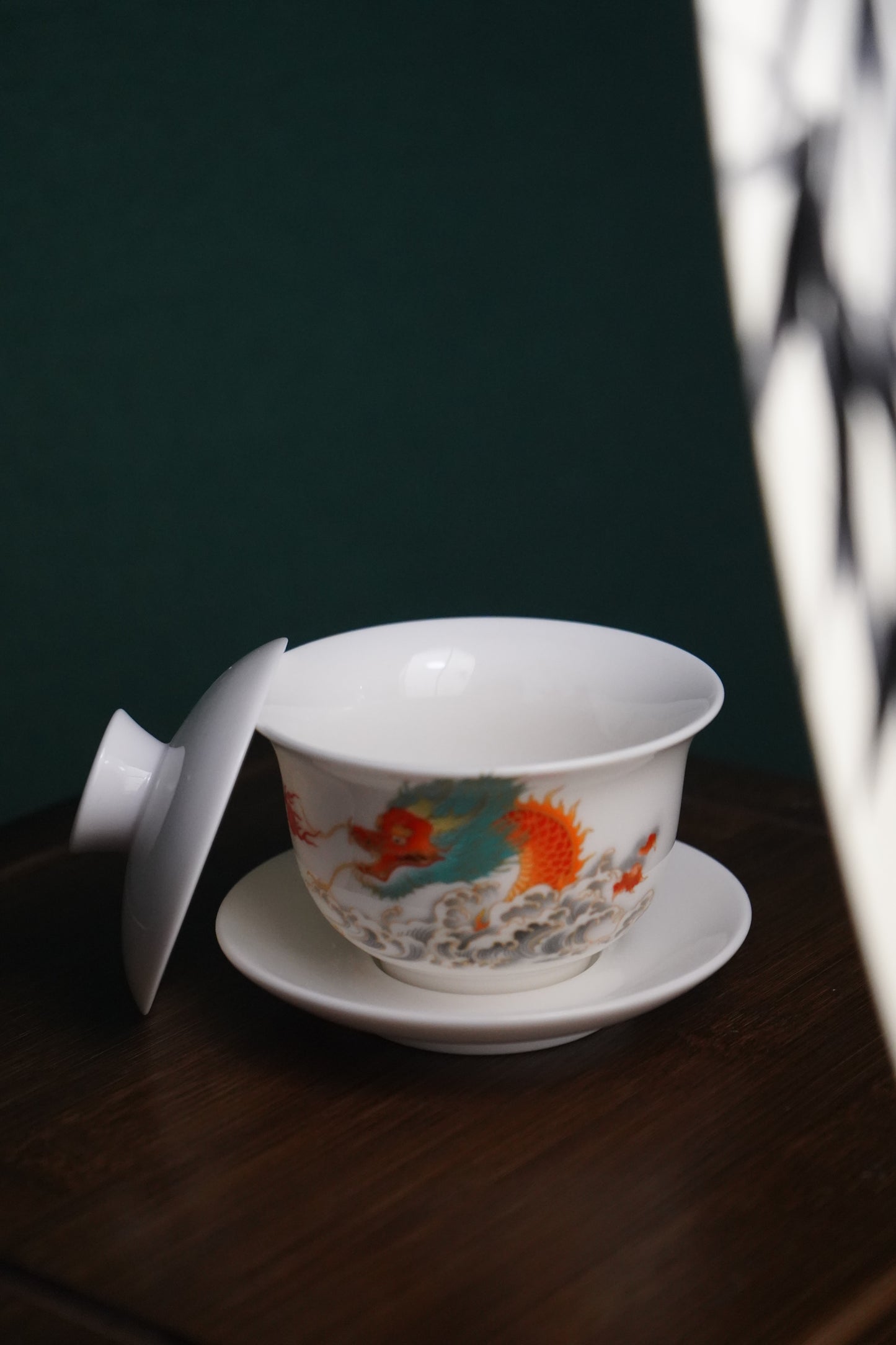 White porcelain hand-painted lid bowl