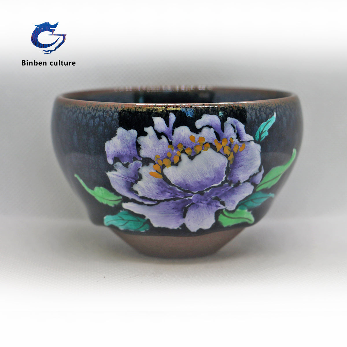 Lianhongda Jianzhan Type: Bundle Mouth Glazed Surface: Colorful Oil Drop Paint Hand drawn