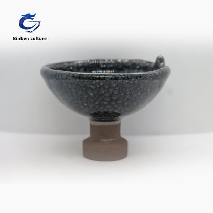 Lianhongda Jianzhan Type: High footed Cup Glazed Surface: Inverted Burning Green Partridge