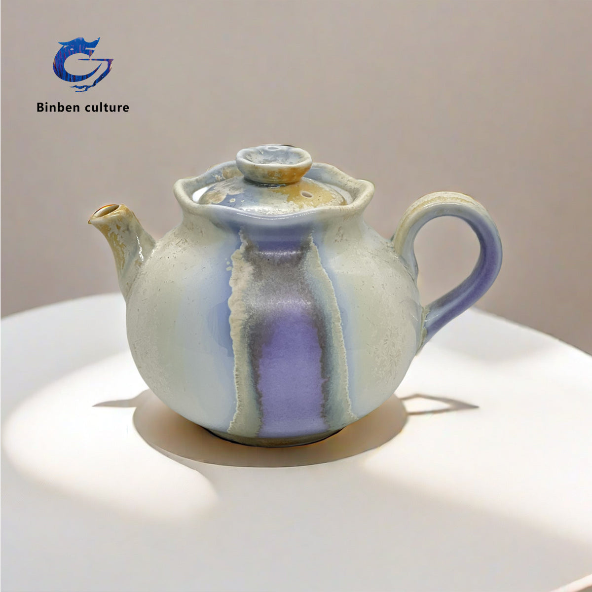 Lian Tingting Teapot Type: Flower Mouth Pot Glazed Surface: Kiln turned Purple Blue and White