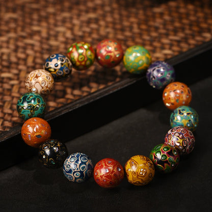 Chinese large lacquer Duobao bracelet Duobao bead bracelet rhinoceros skin fine snail lacquer men's tide Buddha beads men's and women's models