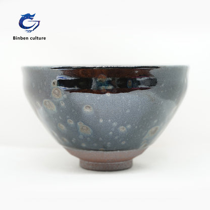 Ye Bian Jianzhan Type: Bundle Mouth Glazed Surface: Yaoshi Hui Blue